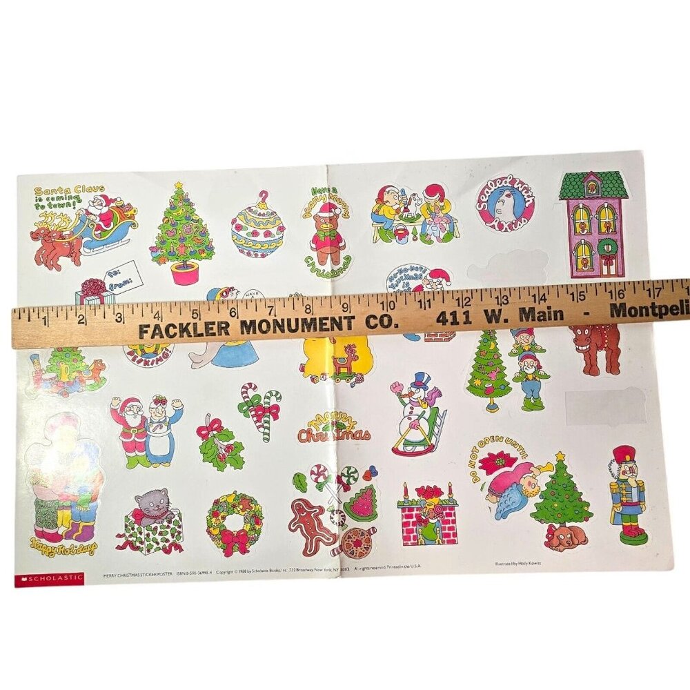 1988 Scholastic Merry Christmas Sticker Sheet Holly Kowitt Holiday Stickers VTG - Picture 9 of 11